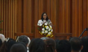 Sambutan Rektor UKSW Prof. Dr. Intiyas Utami, S.E., M.Si., Ak., dalam Dies Natalis Ke-55 Fakultas Teologi UKSW, Senin (19-02-2024). (2)
