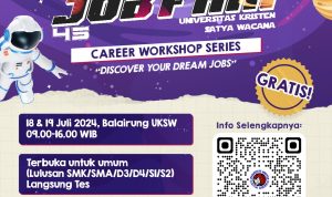 Job Fair ke-45 UKSW akan berlangsung di Balairung Universitas mulai pukul 09.00-16.00 WIB pada Kamis dan Jumat (18 dan 19-07-2024) mendatang.